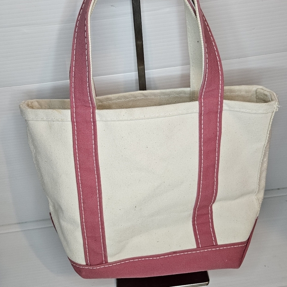 L.L.Bean Boat and Tote Pink Canvas Bag Made in USA Heavy Duty Tote 12" x 12"×4 - Picture 3 of 8